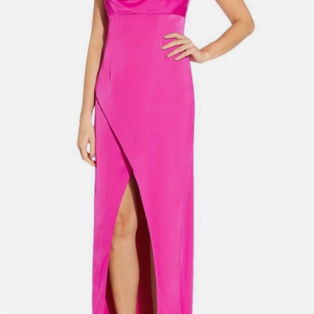 Aidan by Aidan Mattox Pink Asymmetrical Slit Gown